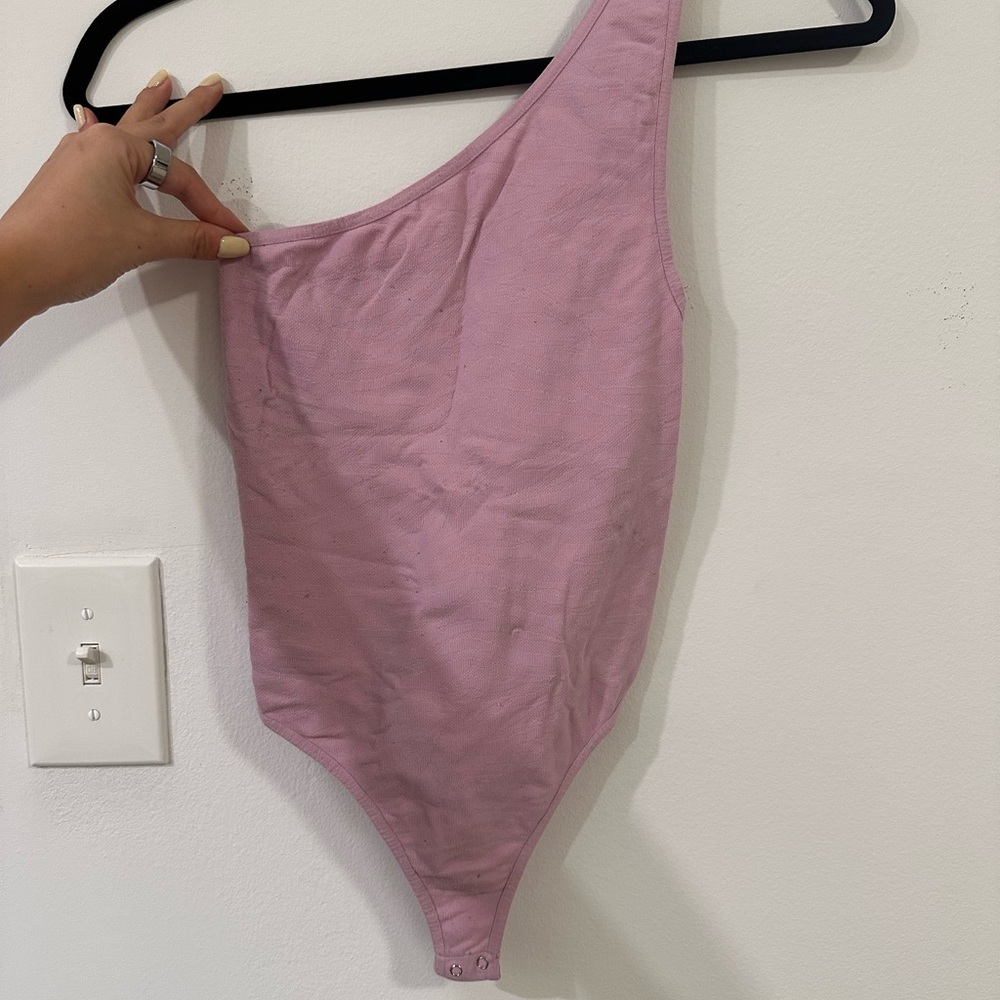 Pink One-Shoulder Bodysuit